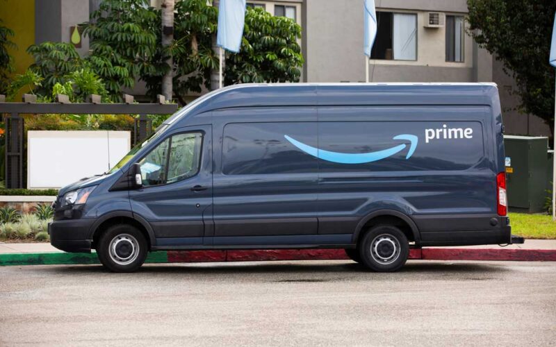 An amazon delivery van
